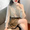 Women's Plush Lace Long-Sleeve Shirt - Stylish and Warm Autumn/Winter 2024 Top