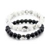 1Pc/2Pcs Trendy Tai Chi Yin Yang Hand String Black White Matte Onyx Howlite Man Bracelet Contrast Handmade Beaded Women Bracelet