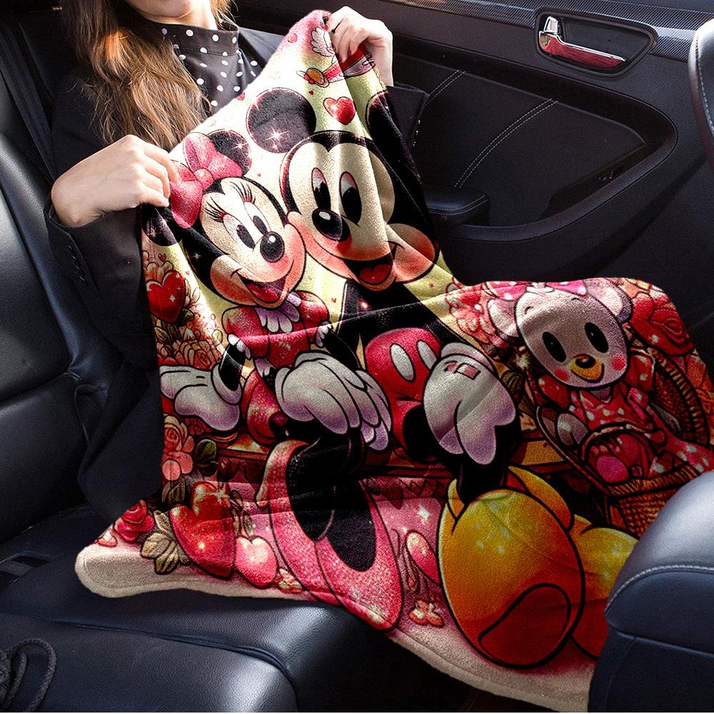 1pc flannel minnie mouse and mickey mouse valentine's day bedding throw blanket sofa cover gift home