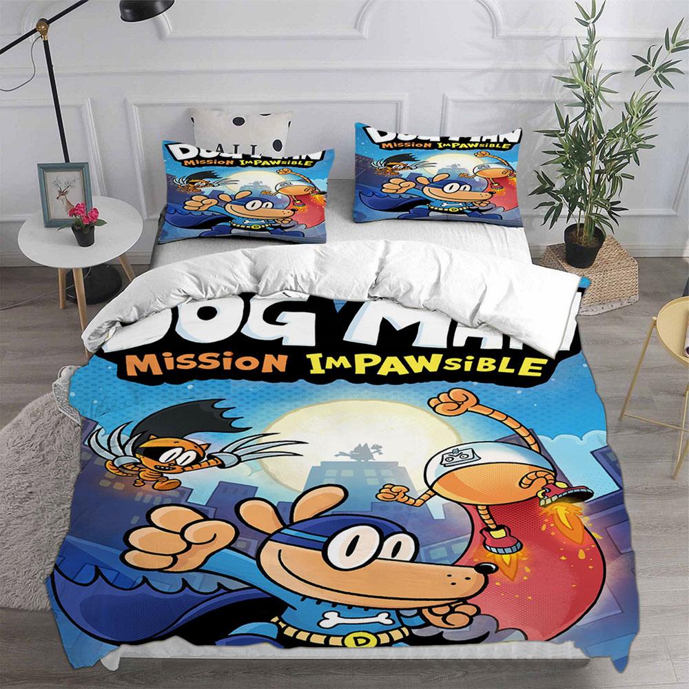 Anime Dog Man Printed Bedding Sets Quilt Bed Cover Comforter Duvet Cover Pillow Case 2-3 Pieces Sets Teenagers Children's Gifts