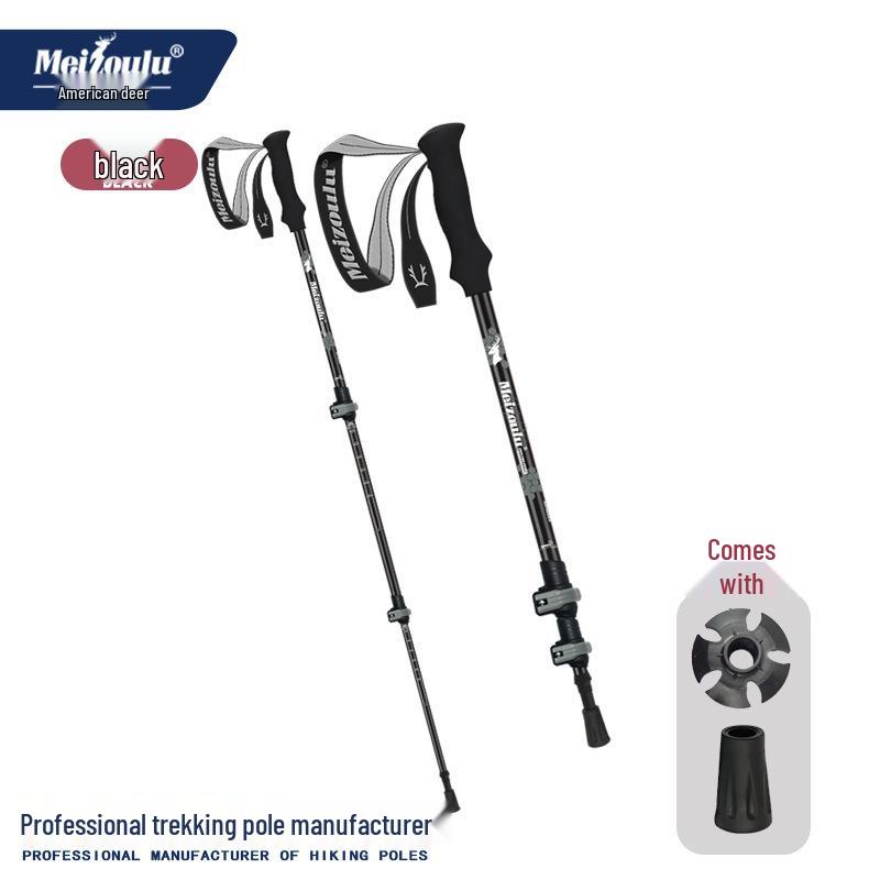 3-Section Telescopic Aluminum Trekking Poles: Multifunctional Hiking and Climbing Cane.