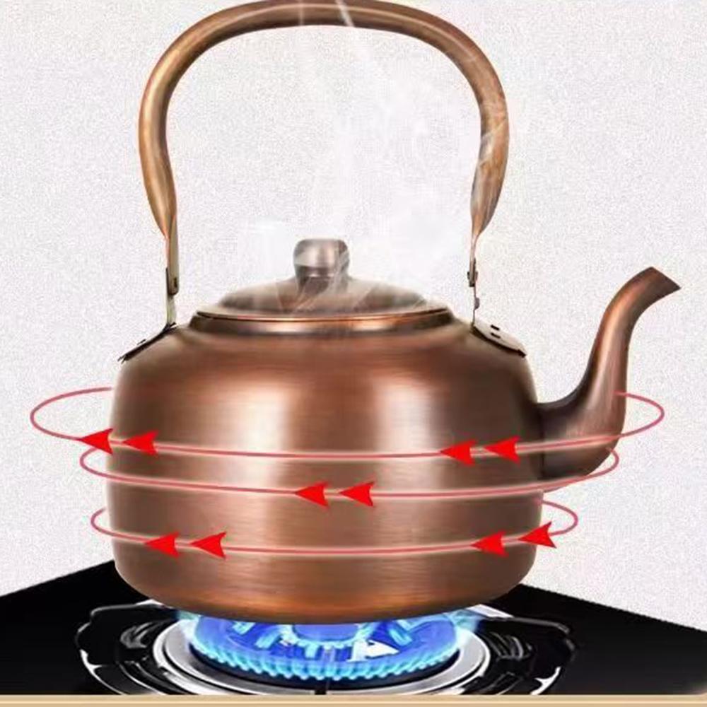 Bollitore in Rame Retrò, Pentola per Bollire l'Acqua in Rame Rosso, Bollitore da Cucina per Bollire il Tè, Aggiungere Pentola per Zuppa, Bollitore per Tè Salutare, 3L