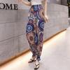 WTEMPO Elastic High Waist Thin Printed Women's Spring Summer Ice Silk Wide Leg Pants Mother's Loose Jogger Pants