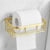 Brushed gold/Black Bathroom Roll Holder Aluminum Wall Mounted Shampoo Rack Toilet Paper Holder Bathroom Storage Basket Shelf