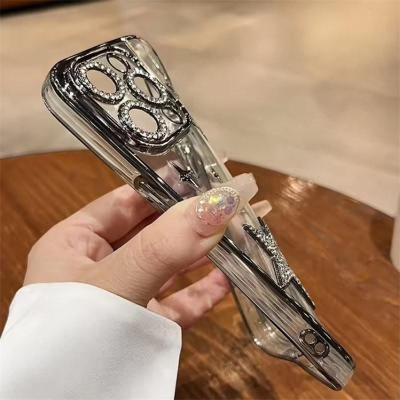 Luxus Glitzer 3D Stern Hülle für iPhone 16 Pro Max 12 13 14 15 ProMax Farbverlauf Bling Beschichtung Weiche Silikonhülle für iPhone 11 13Pro