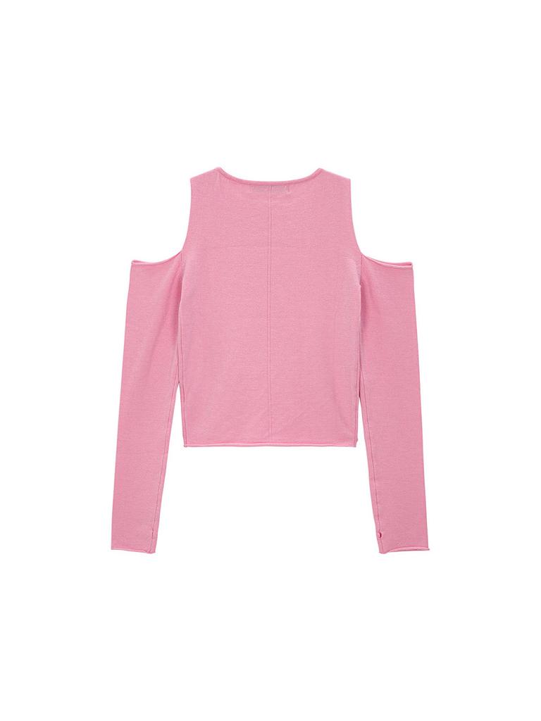 SALAD BAGUNI Compact Off-Shoulder Pullover_Pink
