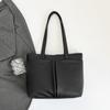 Versatile Solid Color PU Leather Tote Bag for Women Large Capacity Underarm Bag Casual Zipper Work Handbag