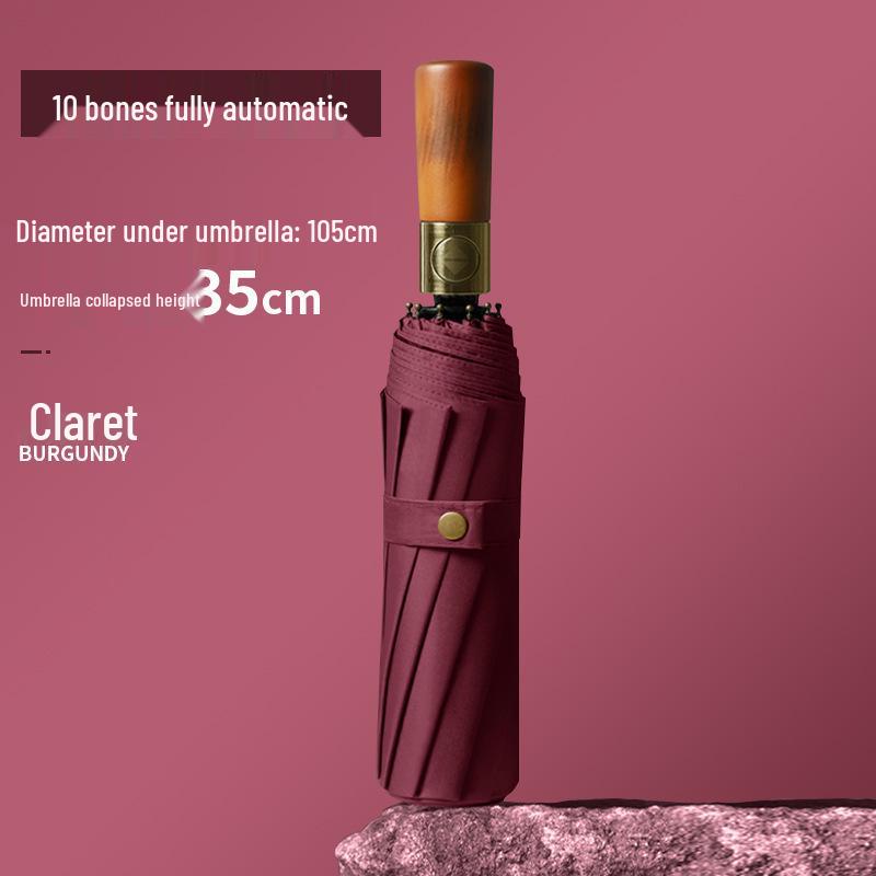 

Dual-Use Bronze Umbrella with Wooden Handle and Customizable Logo