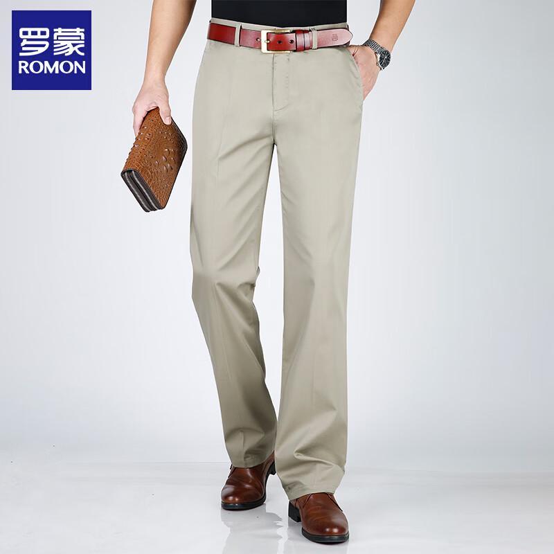 ROMON Men's Cotton Blend Straight Casual Business Pants