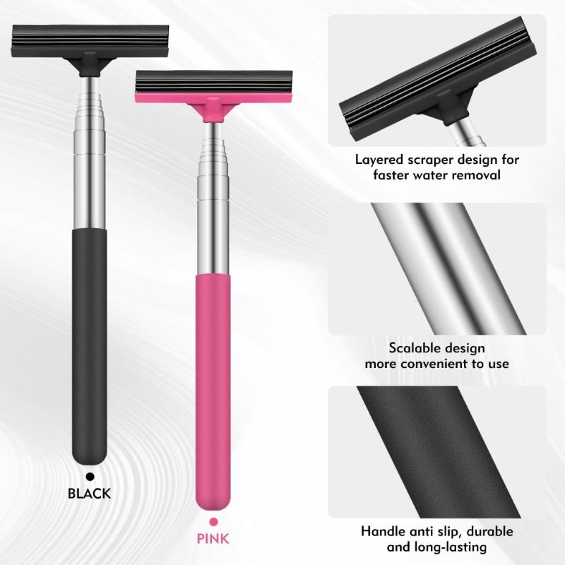 Justerbar Infällbar Bilspegel Skrapa Vikbar Verktyg för Effektiv Rengöring av Fönster Vindrutor Duschdörrar 2st