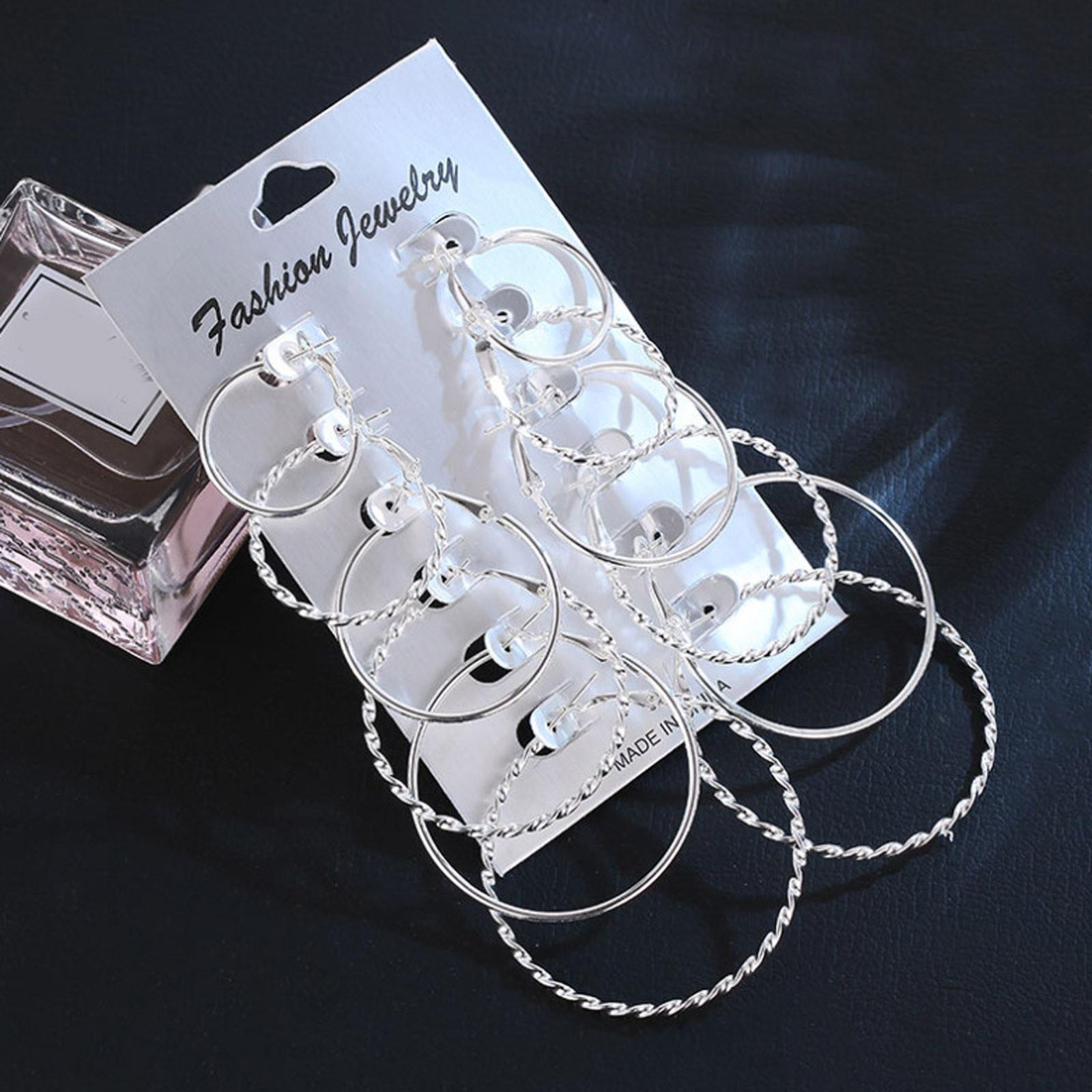 

Vintage Gold Big Circle Hoop Earrings Women Steampunk Ear One Size срібний