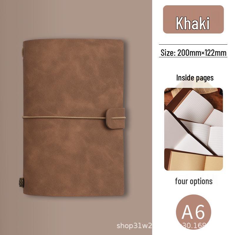 A6 Retro Travel Journal with Strap & Check-in Stamp - Customizable Logo Notebook