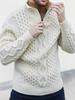 2025 Autumn/Winter Men's High Neck Zipper Cable Knit Sweater