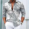Men's Marble Printed Long Sleeve Shirts Casual Cardigan New Button Holiday Fashion Shirts