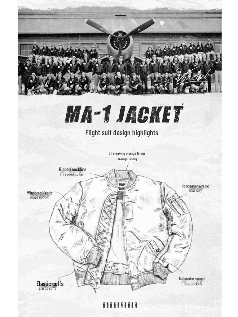 Herren Übergangs-MA-1 Bomberjacke: Einfarbige Motorrad-Oberbekleidung, Übergröße Baseballkragen Fliegeranzug