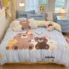Thickened Milk Fleece Bed Four-Piece Set Coral Flannel Quilt Cover Children'S Bedding Sheets Three-Piece Set