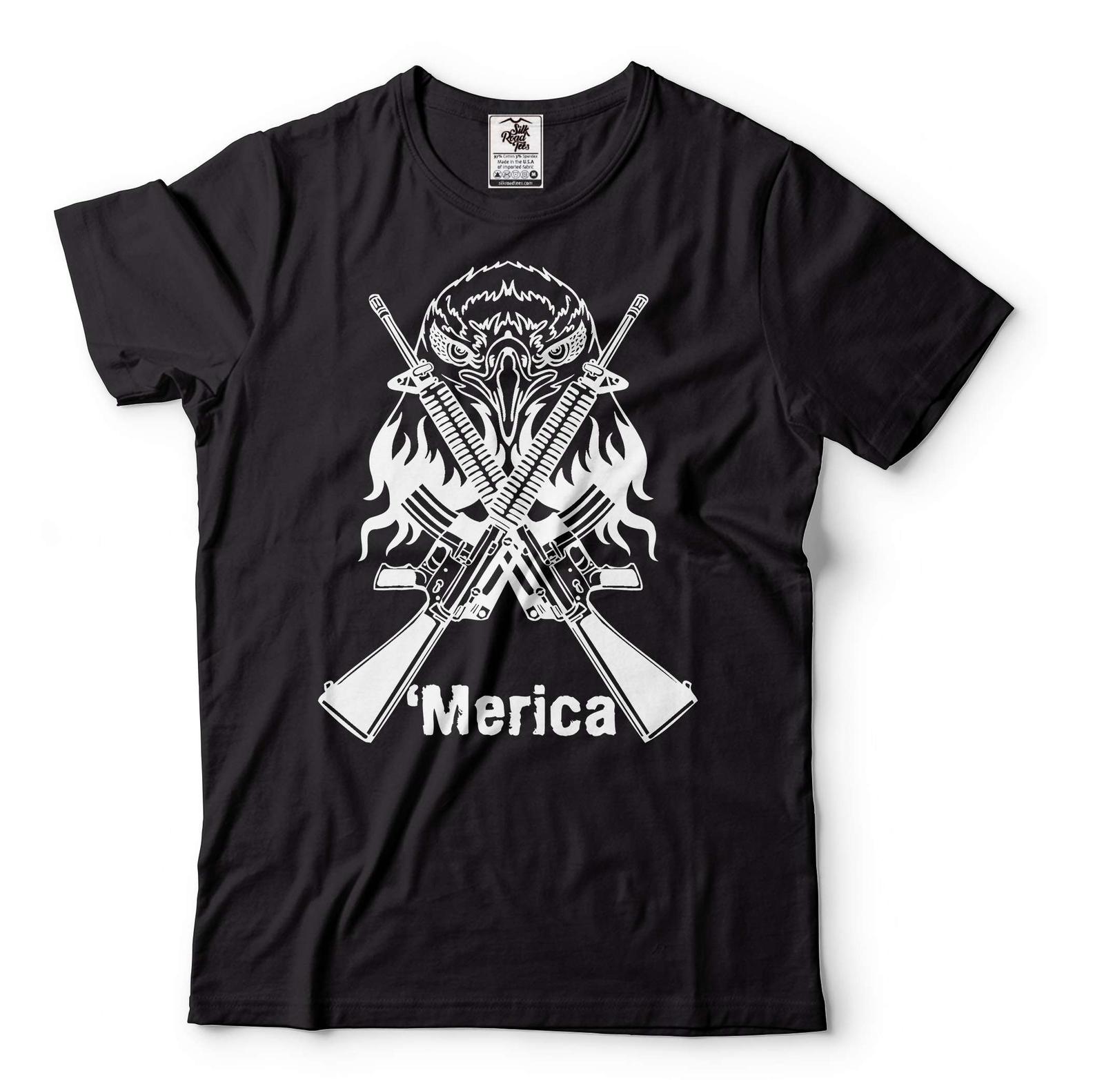 Merica Eagle Shirt 2nd Amendment Patriotic USA Pro Gun Shirt 4th Of July Shirt S