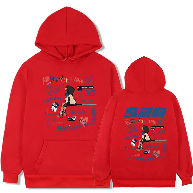 SZA Music Album SOS Print Hoodie Women Unisex Hip Hop Vintage O