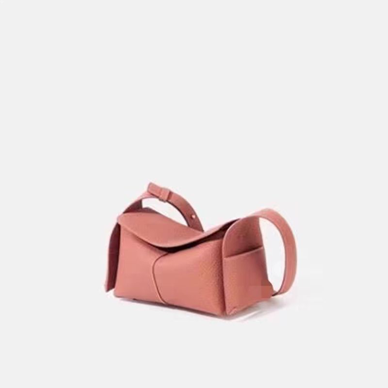 

In Stock Flagship Song Ear Hanging Series Mini Eaves Closed-Toe Layer Cowhide Work Clothing Crossbody Hobo Bag Satchel Women s Bag Pink (Mini)