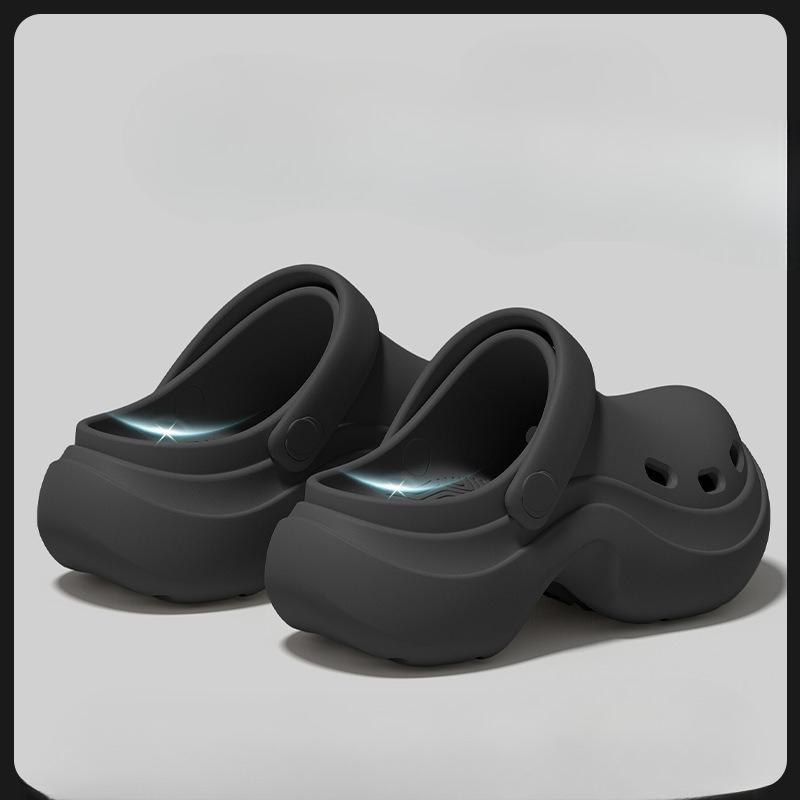 

Женская обувь с перфорацией и амортизацией - Новый стиль - Противоскользящая - Пляжная обувь - Увеличивающая рост - Ощущение приседаний 35-36 чёрный