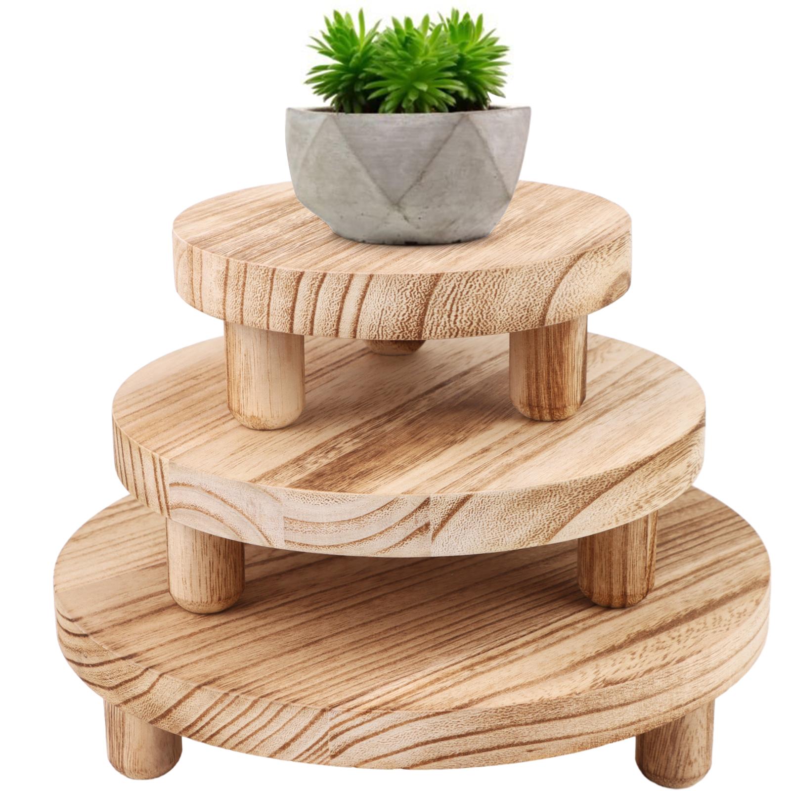 

Sevenmye 3 Pcs Wood Plant Stand 8 Inch Round Potted Plant Stand Wooden Risers Pedestal Plants Pot Stool Decor Flower Pot Holder коричневый
