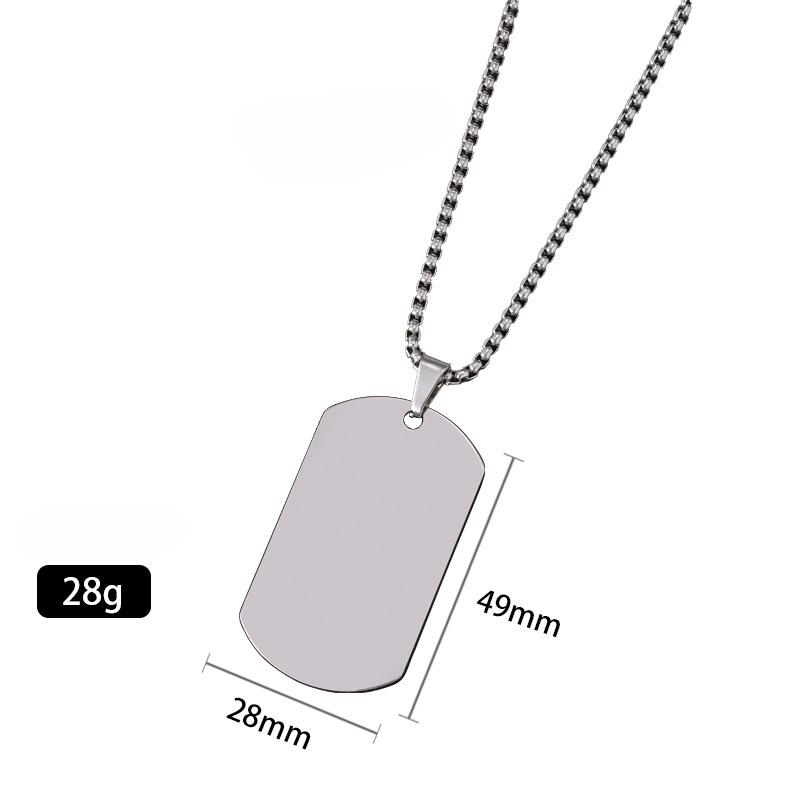 Mens High Polishing Stainless Steel Dog Tag Pendant Necklace
