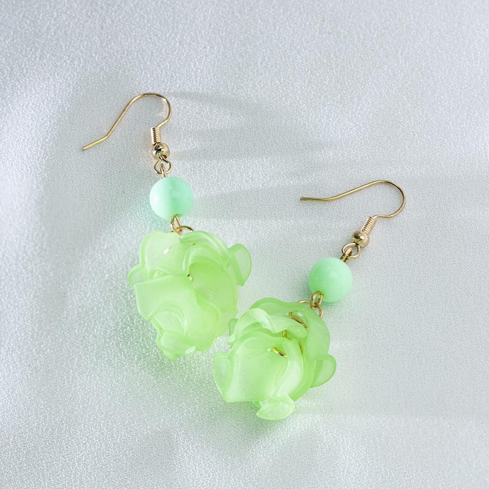 

Pinkdudu Модные Простые Серьги-кисточки с красными цветами Сладкие акриловые серьги-капли из сплава для женщин Ювелирные подарки PD725 зелёный