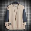 Men's Spring and Autumn Youth Loose Color Matching Long-sleeved Round Neck Top