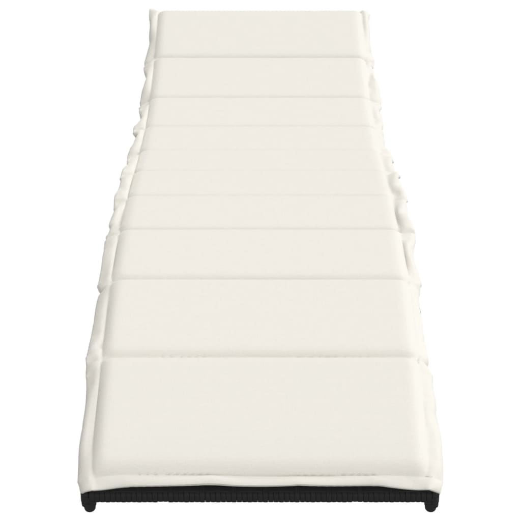 Sun Lounger with Cushion Black 55x199x50 Cm Poly Rattan