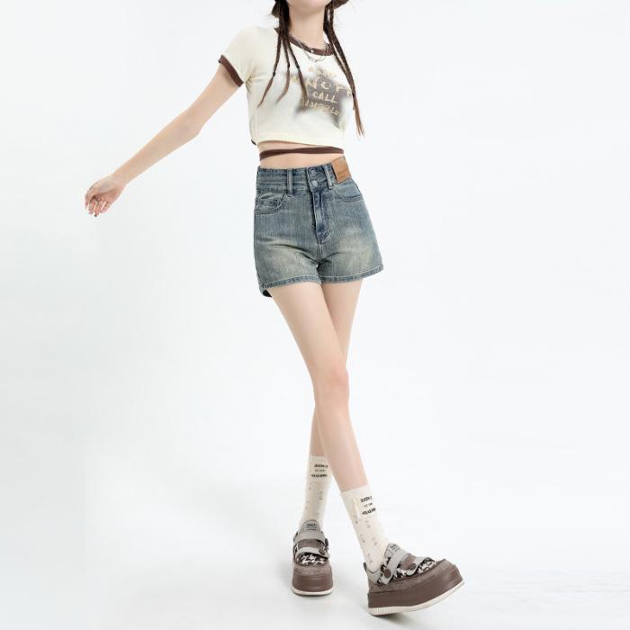 Denim Shorts Women's Summer High Waist Shorts Women's Casual Shorts Women's Three-quarter Shorts