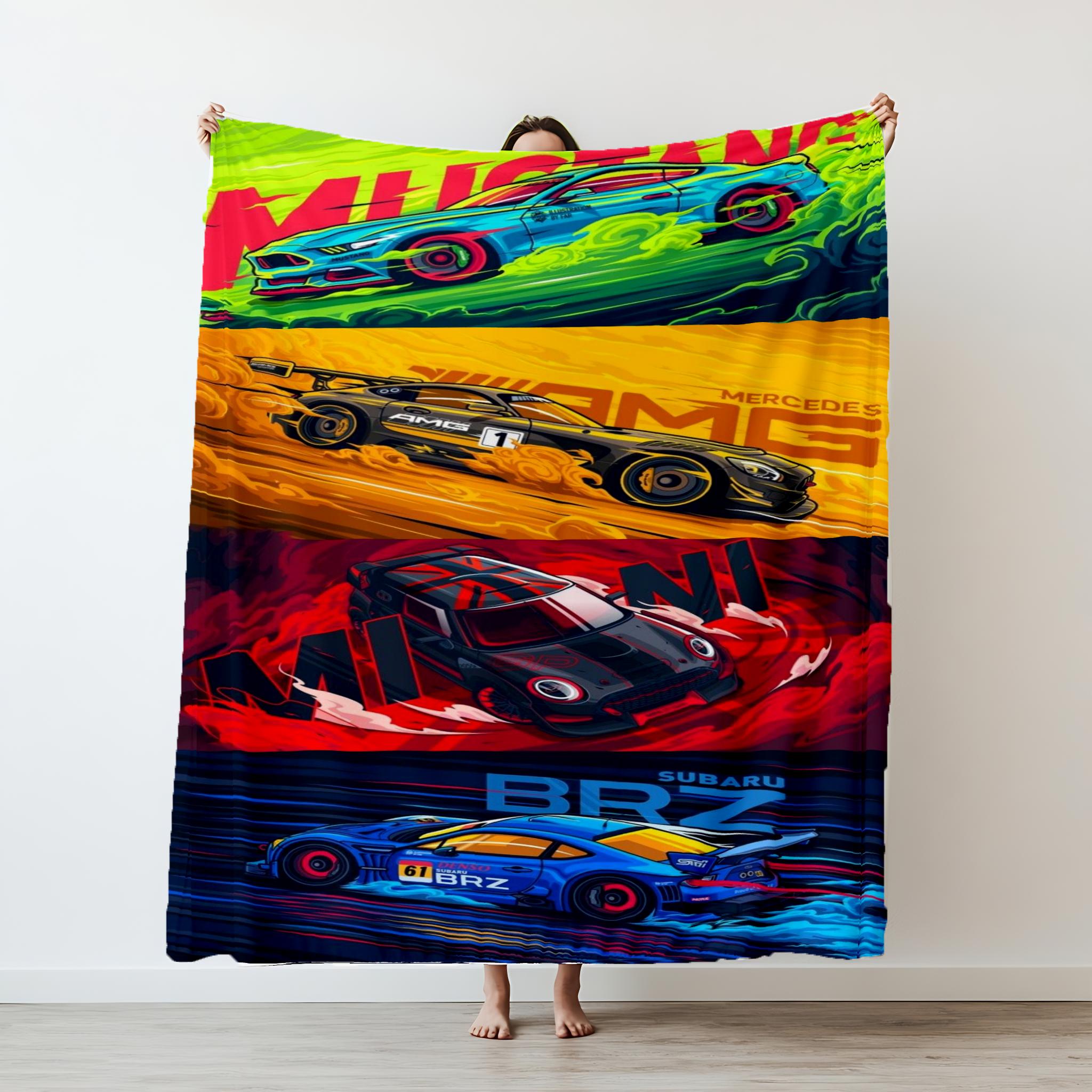 

Racing Art Cool HD Flannel Thin Blanket King Size Luxury Available in all seasons Throw Travel Blankets for Sofa Fashion Gift 75x90cm