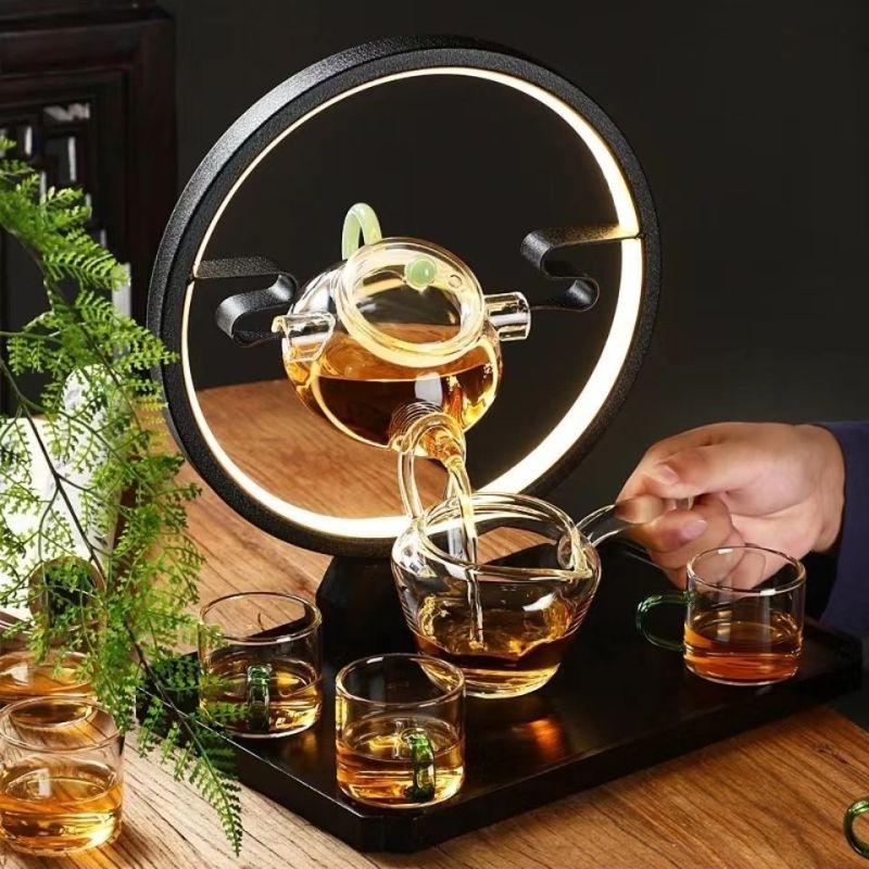 

Стеклянный чайный сервиз, боросиликатный термостойкий чайник, лампа, круг, автоматический ленивый чайник