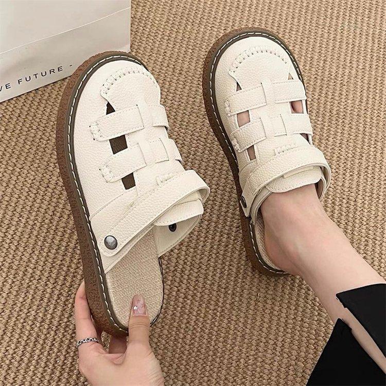 Baotou Sandals Women's New Models Summer Wear Thick-soled Two and a Half Slippers Summer Soft-soled Beach Luo