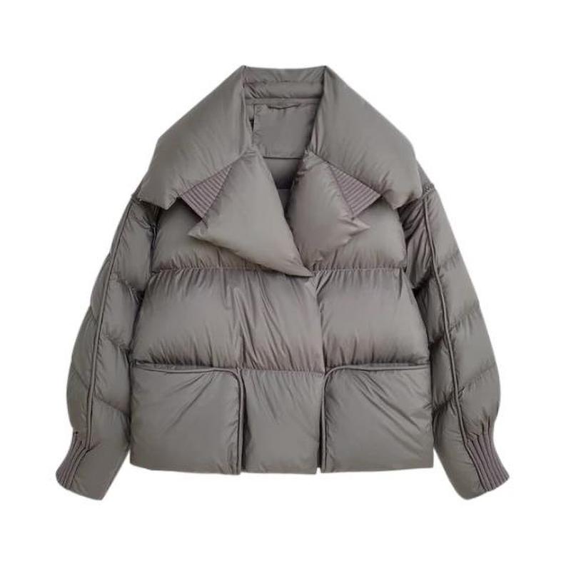 Jaqueta Puffer de Inverno Feminina Casaco Curto de Penas Streetwear Parkas Quentes Mangas Outwear