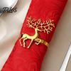 Festive Napkin Decor Christmas Deer Ring, Alloy Elk Holder, Holiday Metal Holders for Table Ring Winter Party Dining Decoration Rings Dinner