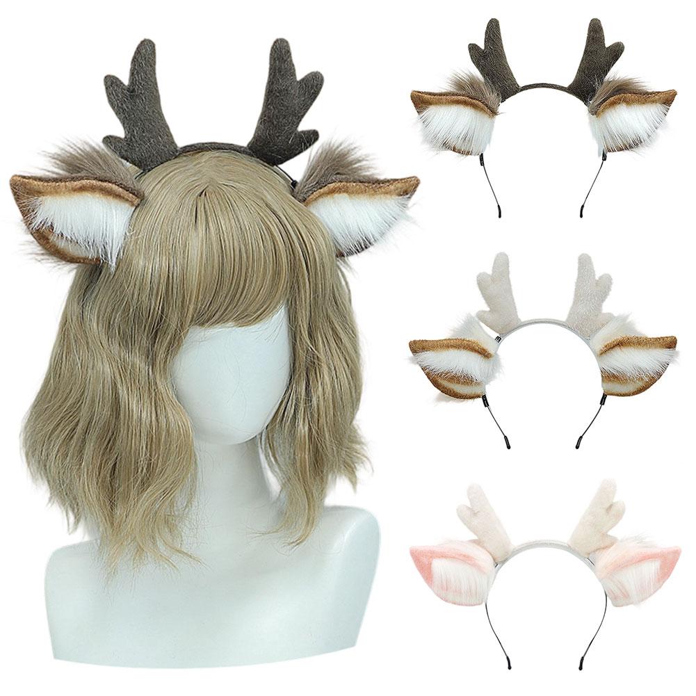 Cute Plush Antler Hair Band for Christmas Deer Ear Handmade Accessories Comic Exhibition Cosplay Props Christmas Party Decoration