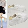 Board Shoes 2025 Summer New Little White Shoes Women's Super Fire Breathable Heightening Soft Leather Thick Sole Casual Sports Shoes