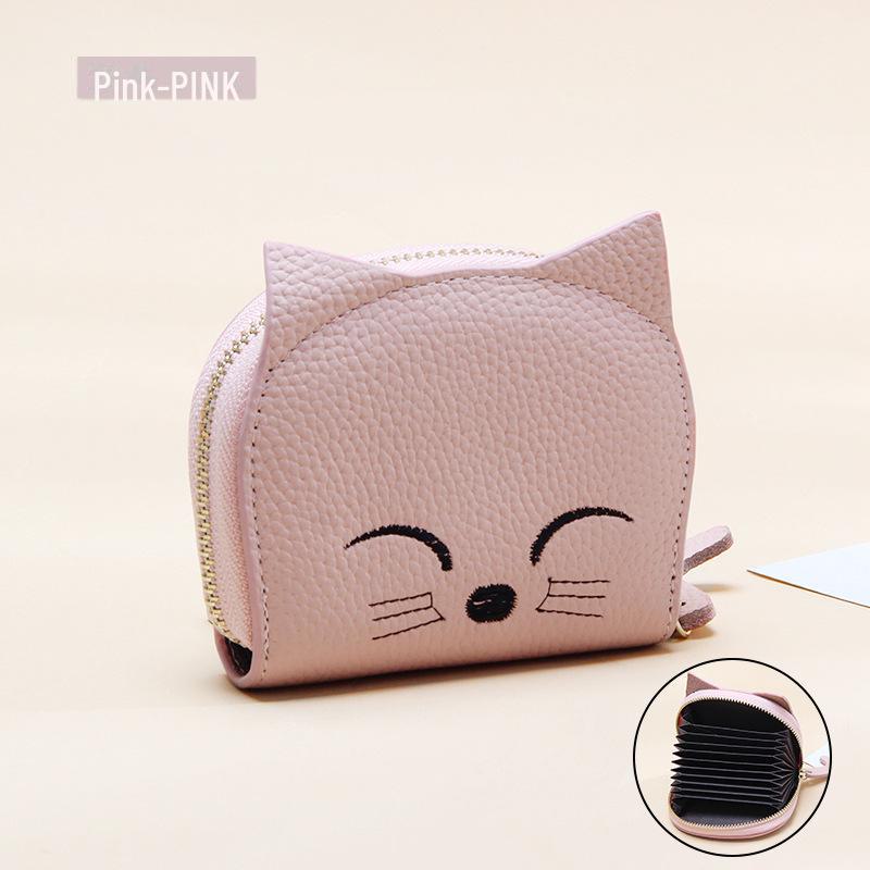 2024 Women's Cute Cartoon Pendant Leather Card Holder with Multi-Slot ID