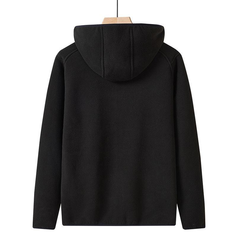 Men's High-End Fleece Hooded Cardigan: Windproof, Warm, Plus Size, Loose Fit for Autumn/Winter.