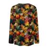 Women's Long Sleeve Neck Pullover Top with Leaf Print for Casual Daily Wear