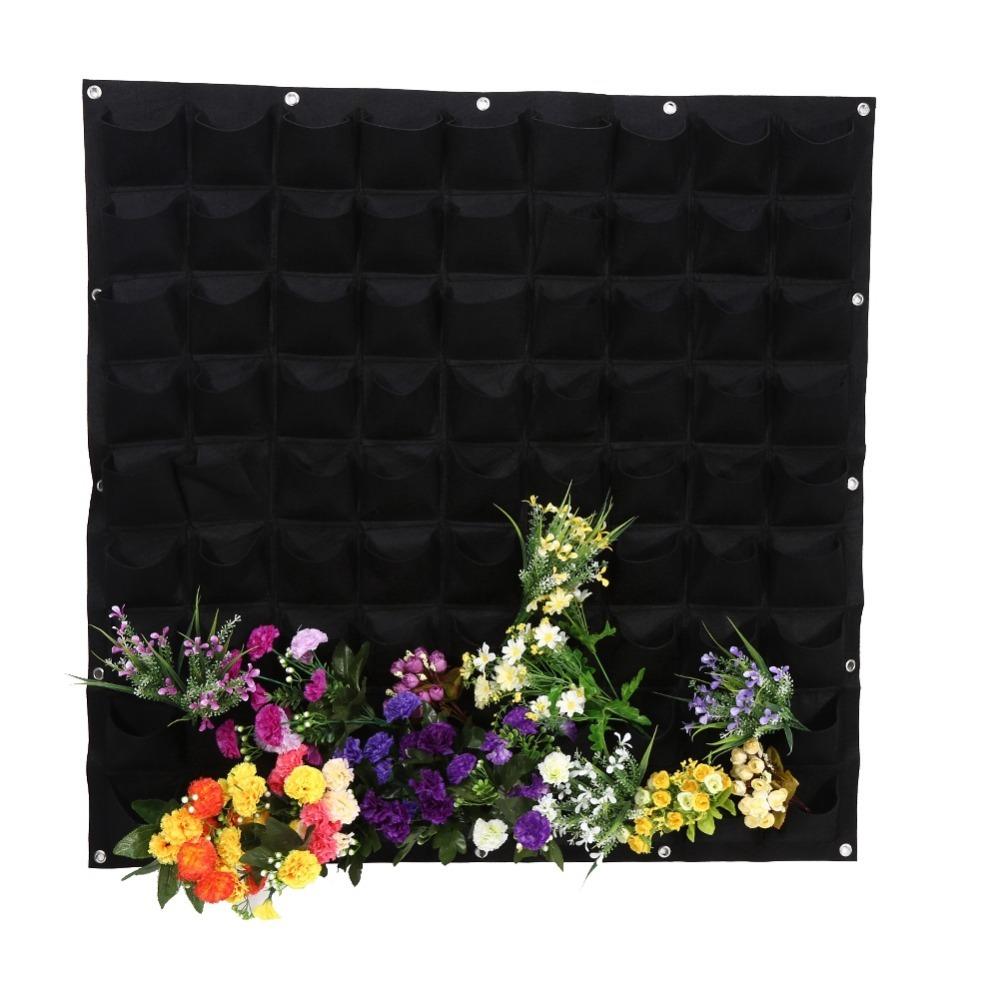 

100*100cm Plant Grow Bag 81 Pockets Wall Plant Bags Wall Hanging Plant Bag Outdoor Gardening чёрный