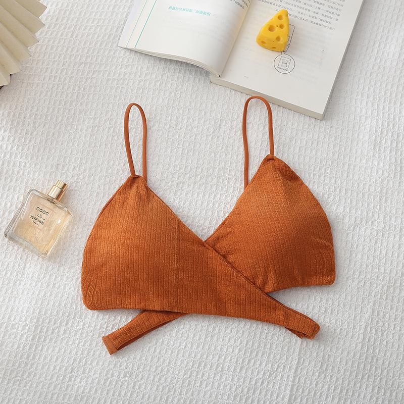 Cross-Back Spaghetti Strap Tube Top with Chest Pads - Sexy Strapless Hollow-Out Base Layer for Women