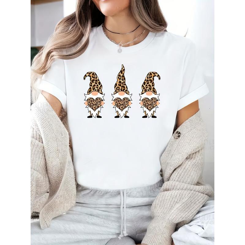 

European sizes Leopard Print Dwarf Home, Casual, Fashionable, Versatile, Commuting, Sports, Versatile, Comfortable Sports Heavyweight T-shirt S белый