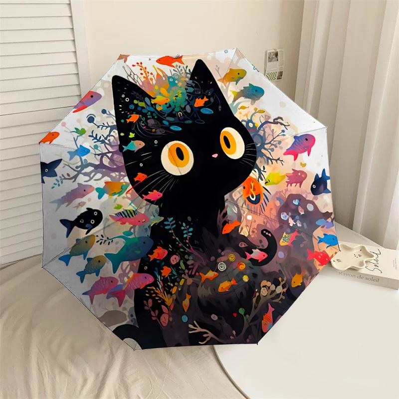 

1PC cat fishAutomatic Open/Close Umbrella with Windproof, 8-Rib Sturdy Canopy, Durable Ribs, Fashionable Design, Outdoor Accessory, Fun Prin, Holiday
