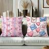 Pink Butterfly Heart Envelope Patterned Cushion Covers Polyester pillowcase, sofa decorative cushion cov Headboard Pillow