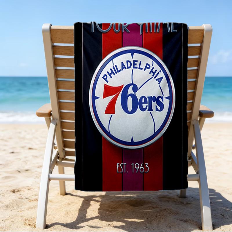 Custom Name Beach Towel 76ers Basketball Team Beach Towel, Soft Microfiber, Gift for Her/Him, Birthday, for Pool, Beach, Travel, Fan Gifts