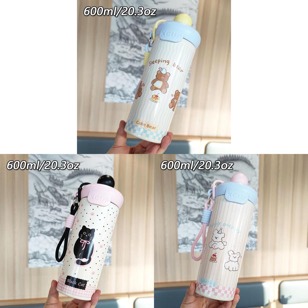 Moderne minimalistische isolierte Edelstahl-Wasserflasche mit Strohhalm für Zuhause, Büro, Reisen