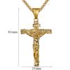 Collana Ciondolo Crocifisso INRI Gesù Croce Colore Oro Acciaio Inossidabile Catena per Collo da Uomo Gioielli Cristiani Cattolici
