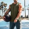 Summer Men's Sleeveless Broad Shoulder Basketball Vest Round Neck Slim Solid Color Versatile T-Shirt