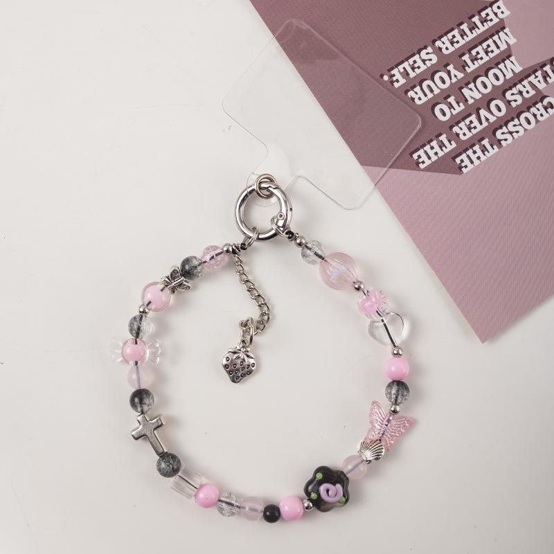 Stylish Anti-Fall Pearl Phone Chain: Short, Single Buckle Durable Wrist Strap with Heart Charm